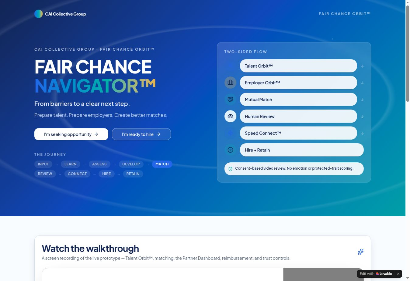 Fair Chance Navigator homepage