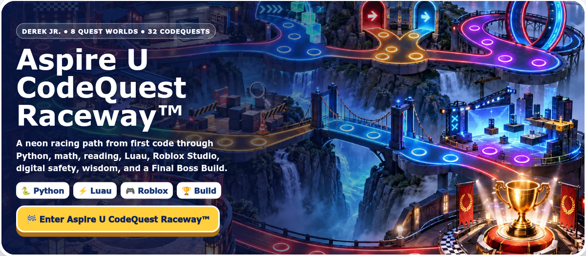 CodeQuest Raceway learning world map